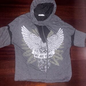 Gray Hoodie with Eagle Graphic
